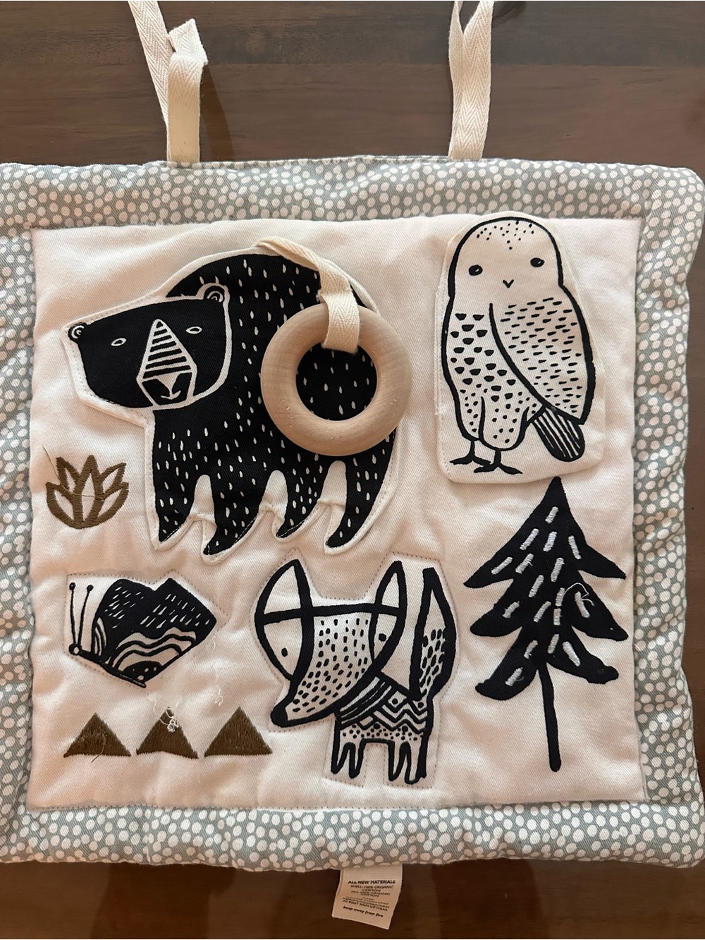 Plush Woodland Activity Wall Hanging - Black & Cream Organic